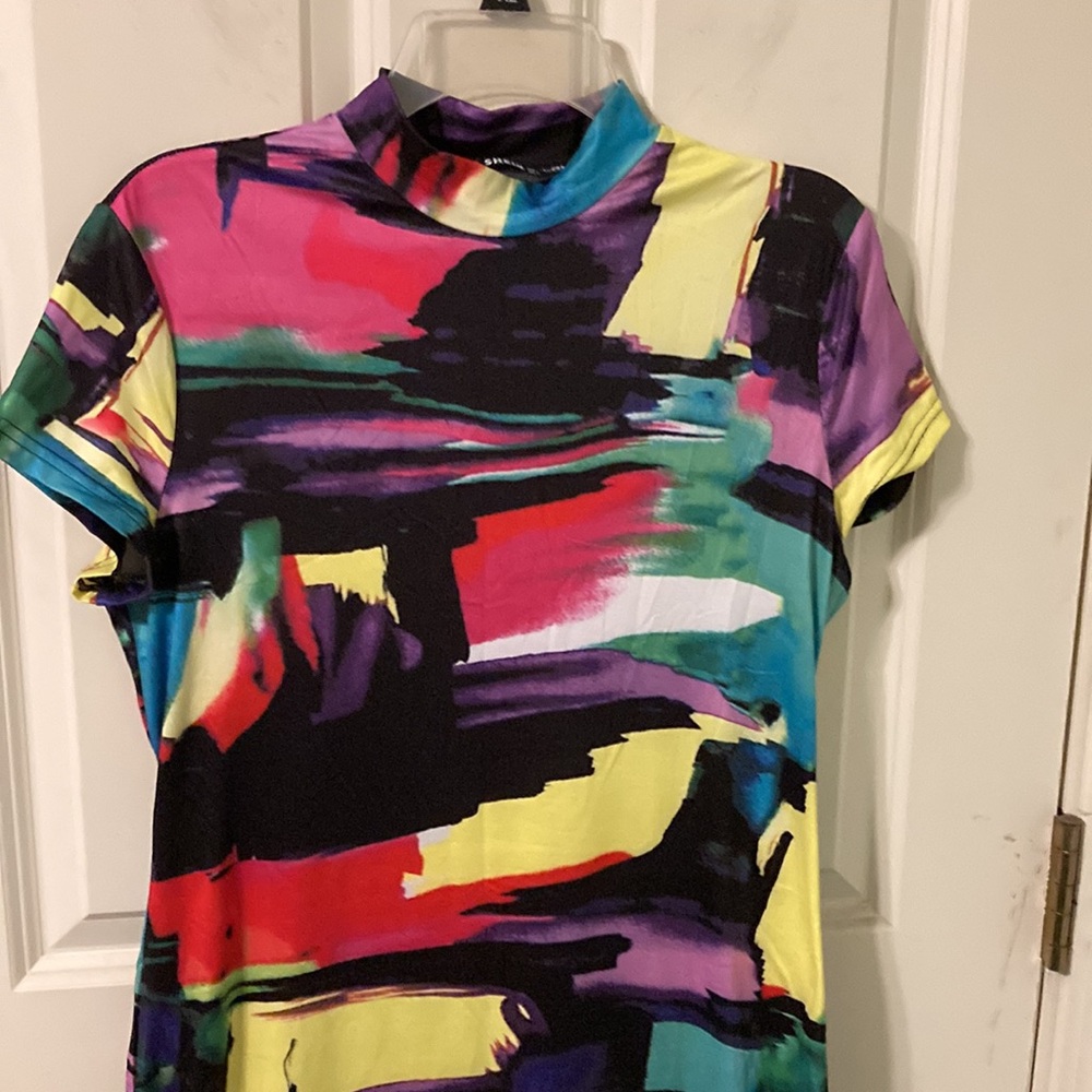 NWOT Vibrant BOLD Multi Color Dress M/L - Picture 2 of 11